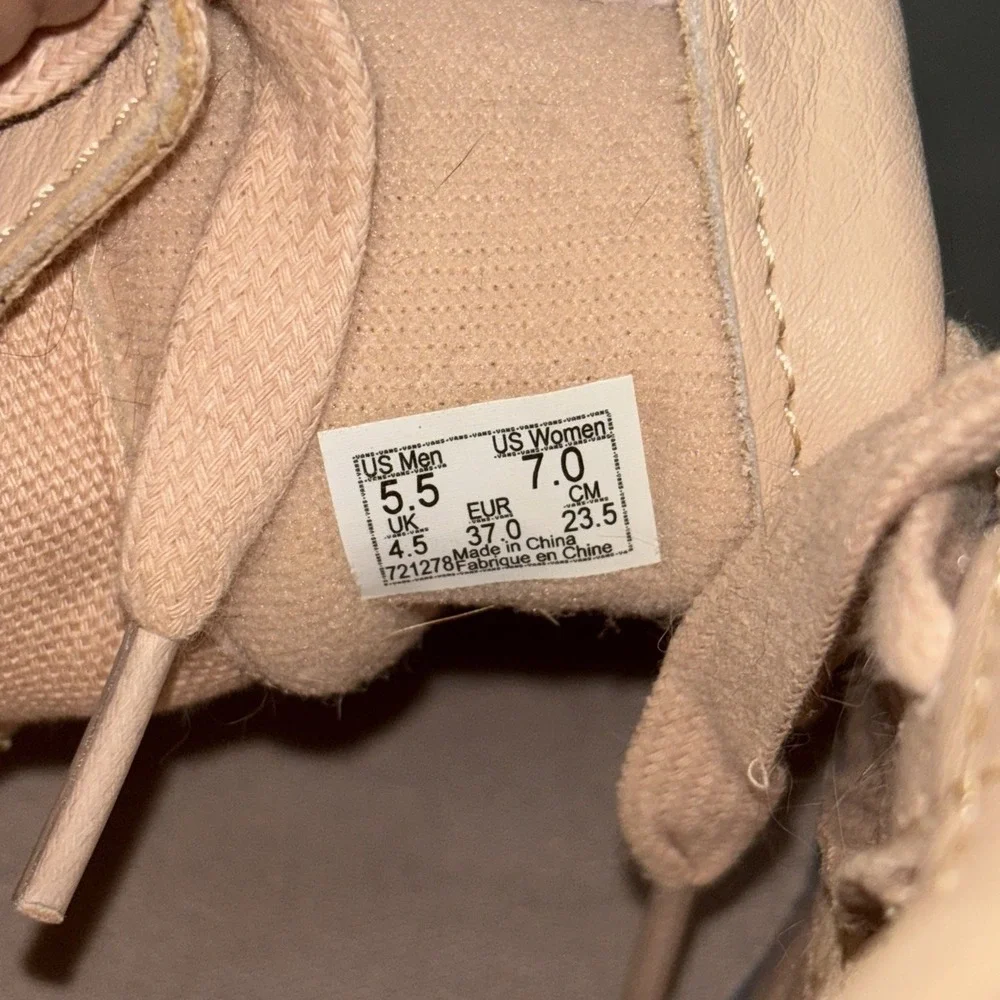 Vans Sk8 HI Leather Sneakers W7 M5.5 Peach Slim Cutout Skate Streetwear‎ Hip Hop